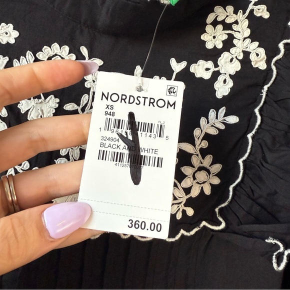 FARM Rio Embroidered Long Sleeve Tiered Maxi Dress Black XS - Picture 8 of 12